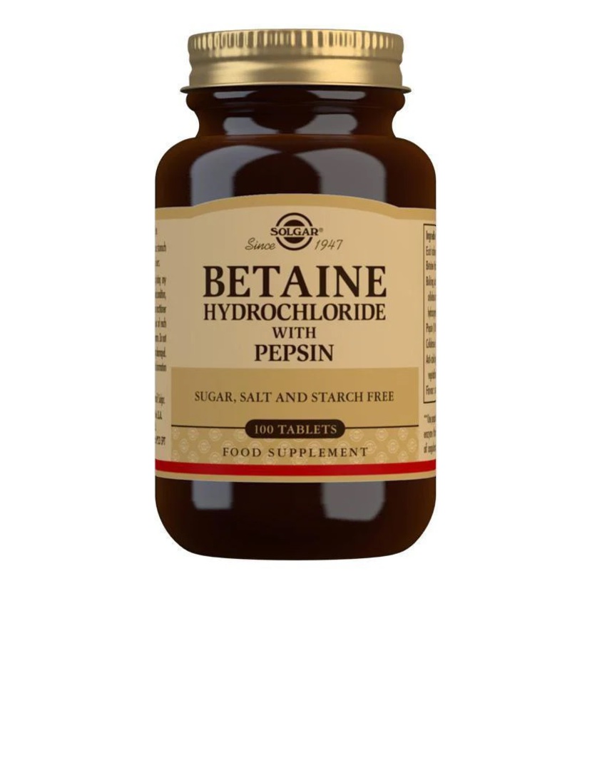 Solgar Betaine Hydrochloride with Pepsin 100 tablets image 0